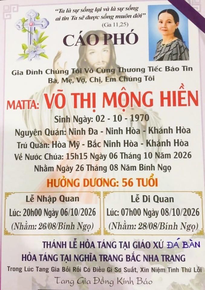 AI TÍN BÀ CỐ MATTA VÕ THỊ MỘNG HIỀN